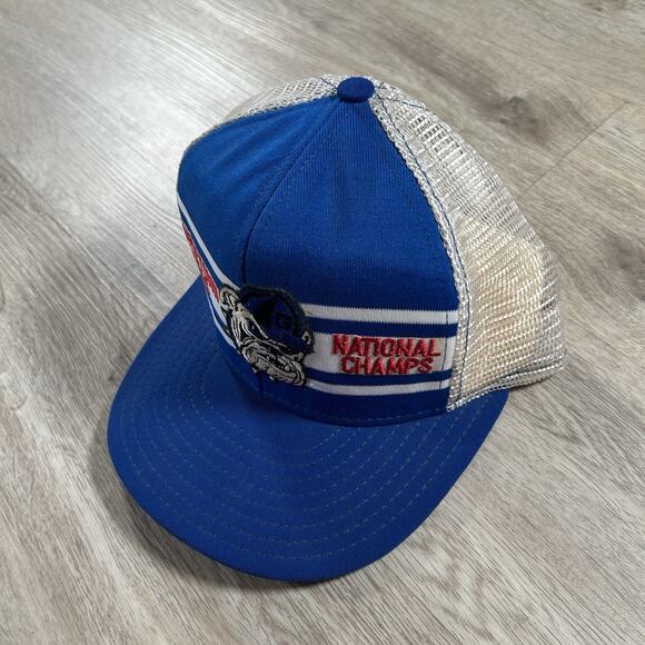 Vintage Georgetown Hoyas Snapback Hat College AJD Trucker Cap Blue Made in USA - Picture 7 of 8